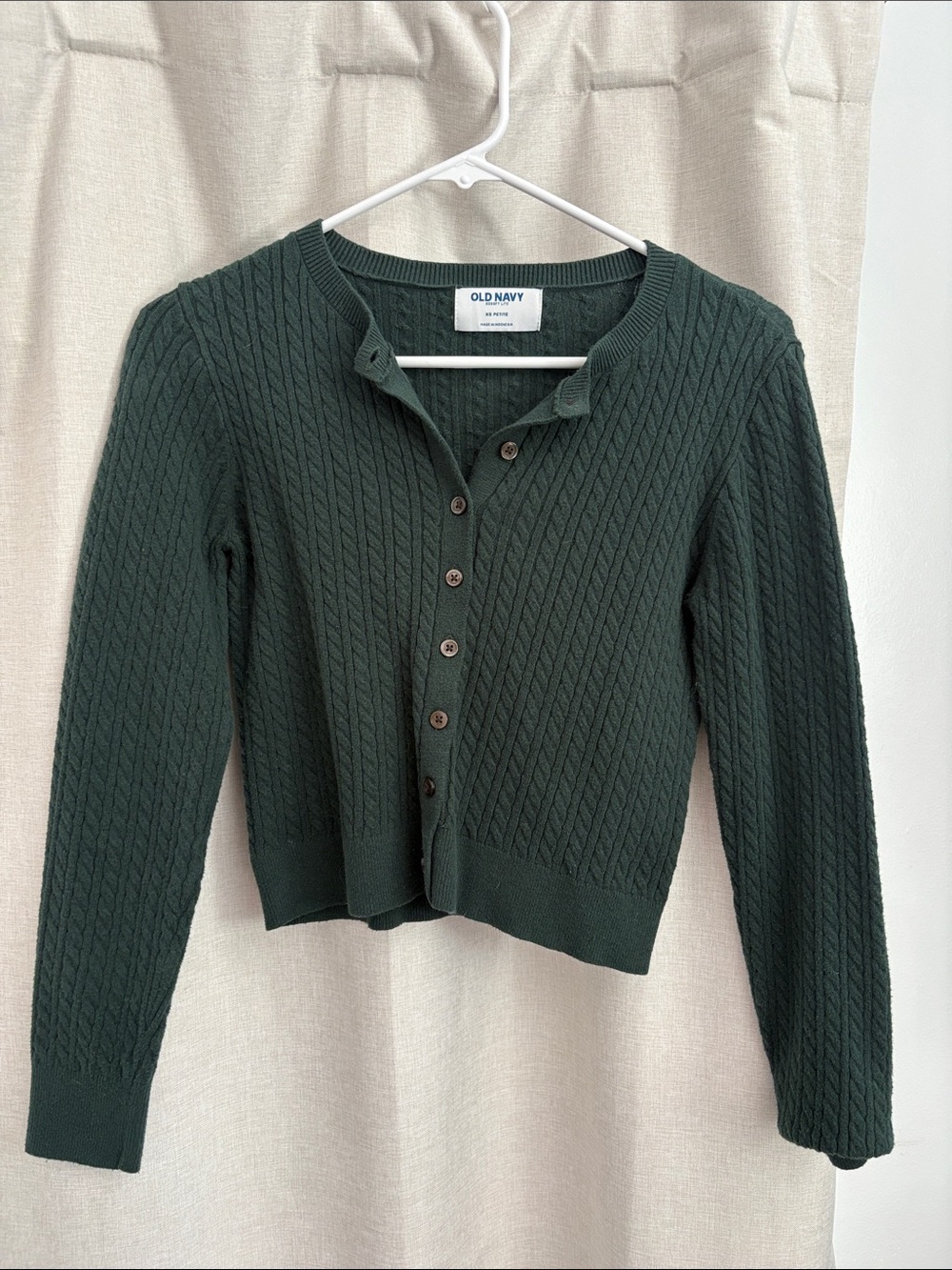 Old Navy Women's Forest Green Cable Knit Button-Up Cardigan
